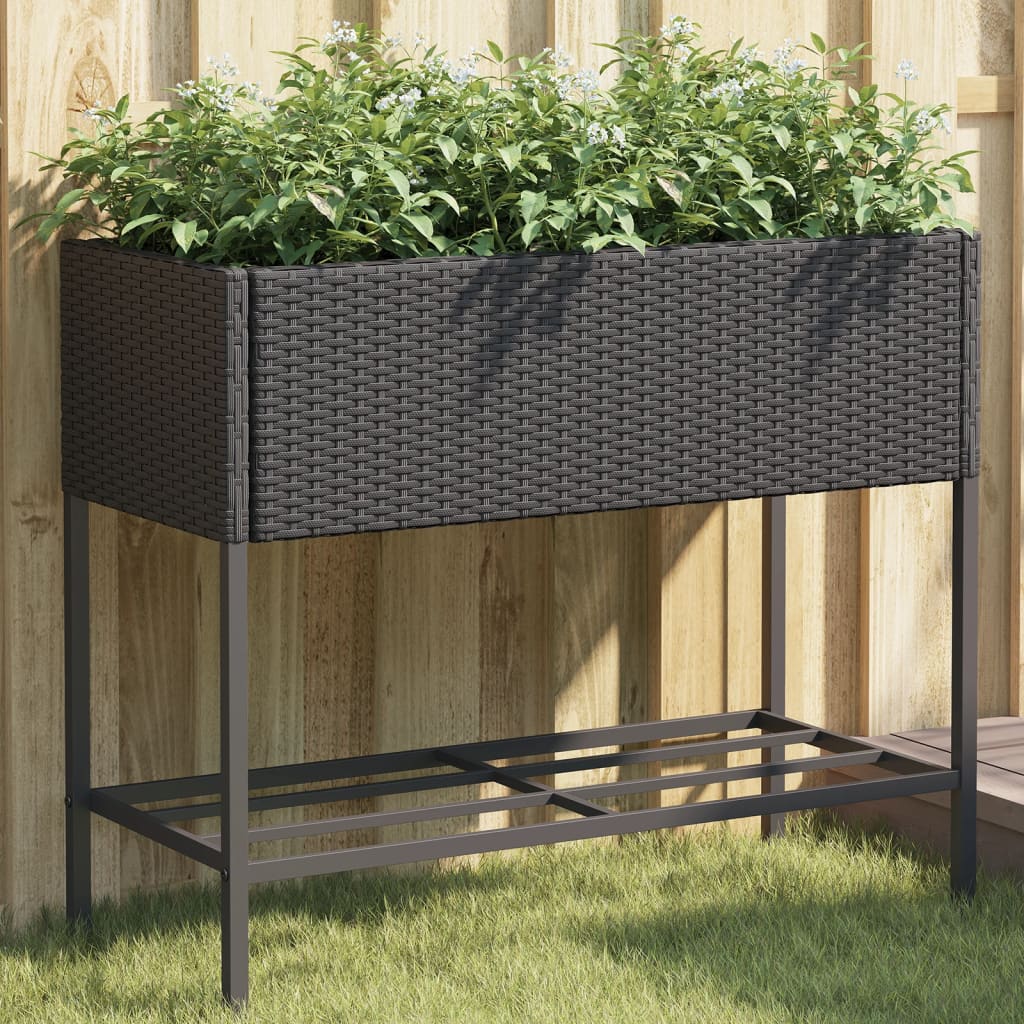 Vidaxl Plannet med Schap Poly Rattan Black