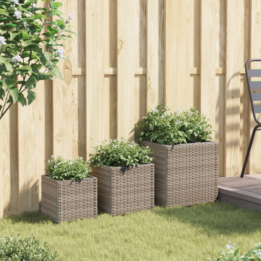 Plantadores Vidaxl 3 St Poly Rattan Gray