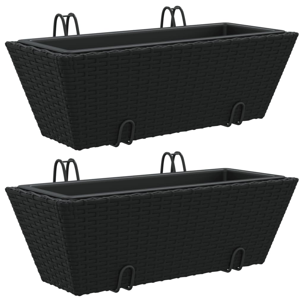 Vidaxl Planters 2 Sts mat Haken pottan rettan schwaarz