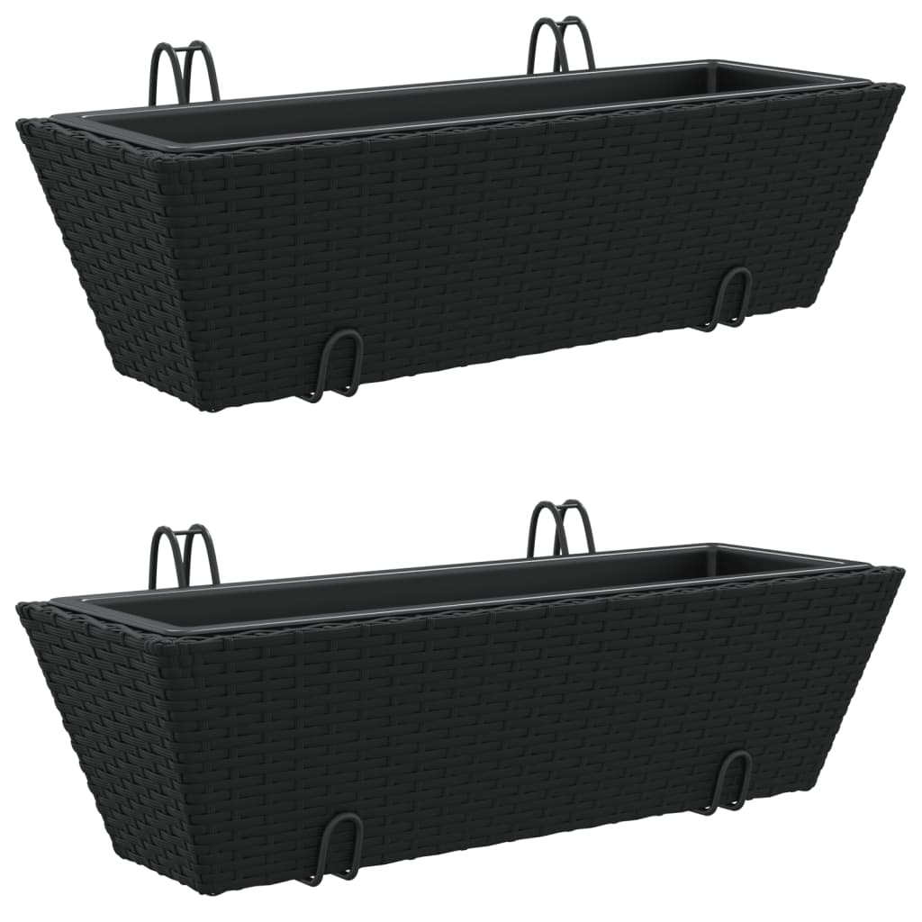 Vidaxl Planters 2 Sts mat Haken pottan rettan schwaarz