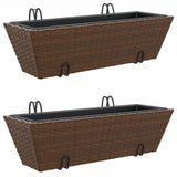 Vidaxl Planters 2 st with hooks Poly Rattan Brown