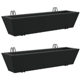 Vidaxl Planters 2 Sts med kroker Poly Rattan Black