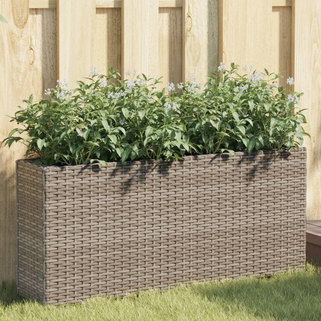 Vidaxl Planning box with 2 pots 90x20x40 cm Poly Rattan Gray