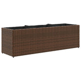 Vidaxl sadilnik s 3 lonci 105x30x32 cm poli rattan rjava