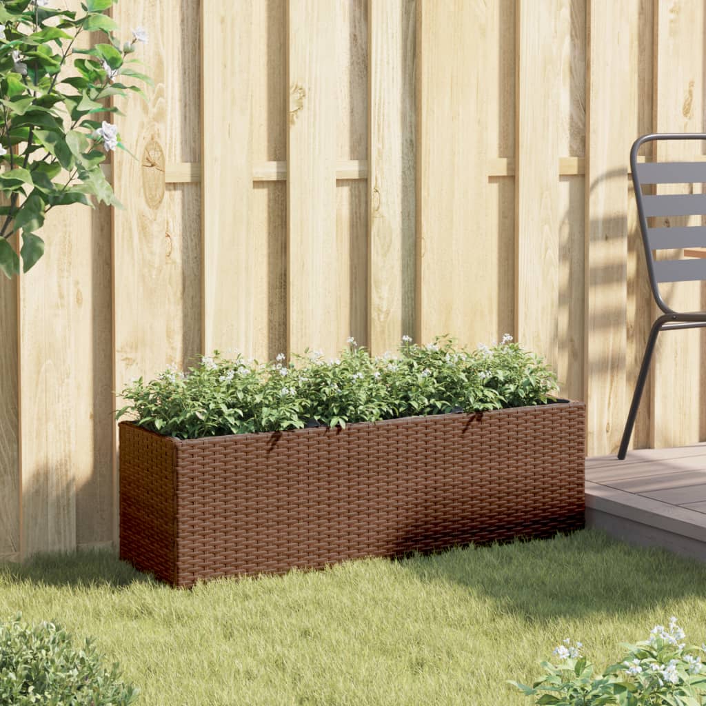 Jardinière vidaxl avec 3 pots 105x30x32 cm en brun en rotin