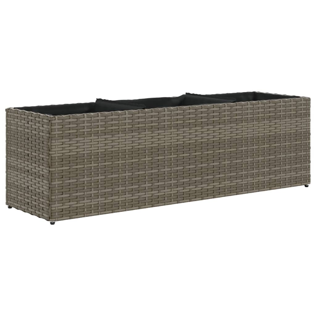 Vidaxl Planter med 3 krukor 105x30x32 cm poly rattan grå