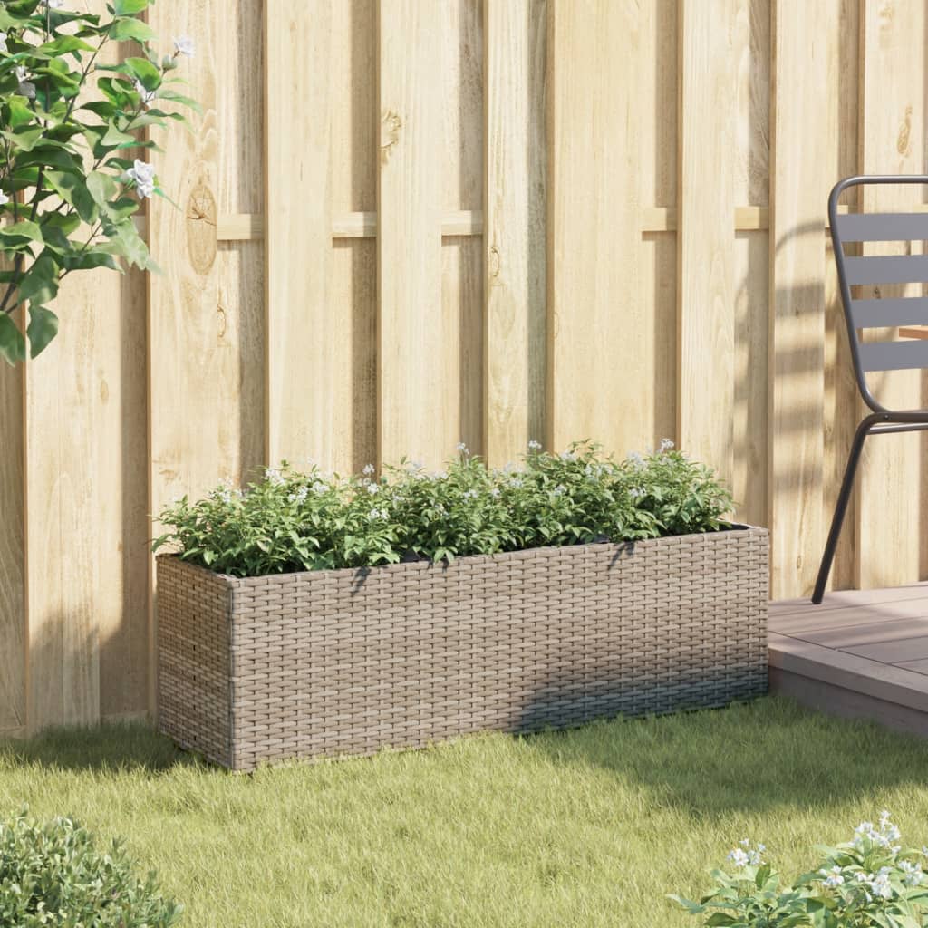 Plantera Vidaxl con 3 macetas 105x30x32 cm Poly Rattan Gray