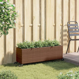 Vidaxl Planter med hjul 3 krukor 107x32x38 cm poly rattan brun