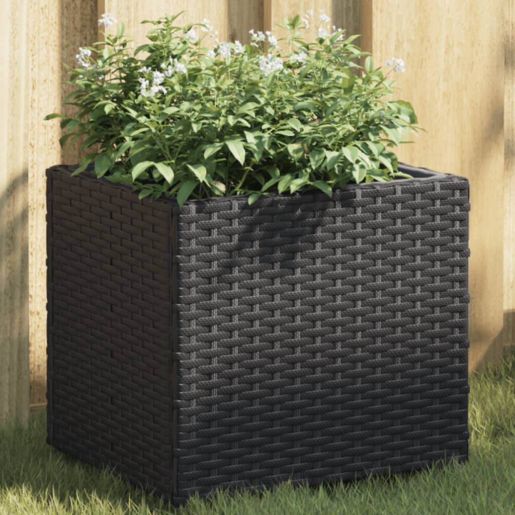 Vidaxl Planungskëscht 36x30x32 cm Poly Rattan schwaarz