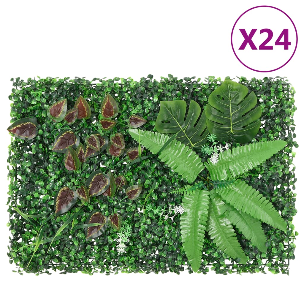 Clôture vidaxl avec plantes artificielles 24 st 40x60 cm vert