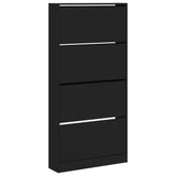 VidaXL shoe cabinet with 4 folding drawers 80x21x163.5 cm black