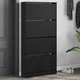 VidaXL shoe cabinet with 4 folding drawers 80x21x163.5 cm black