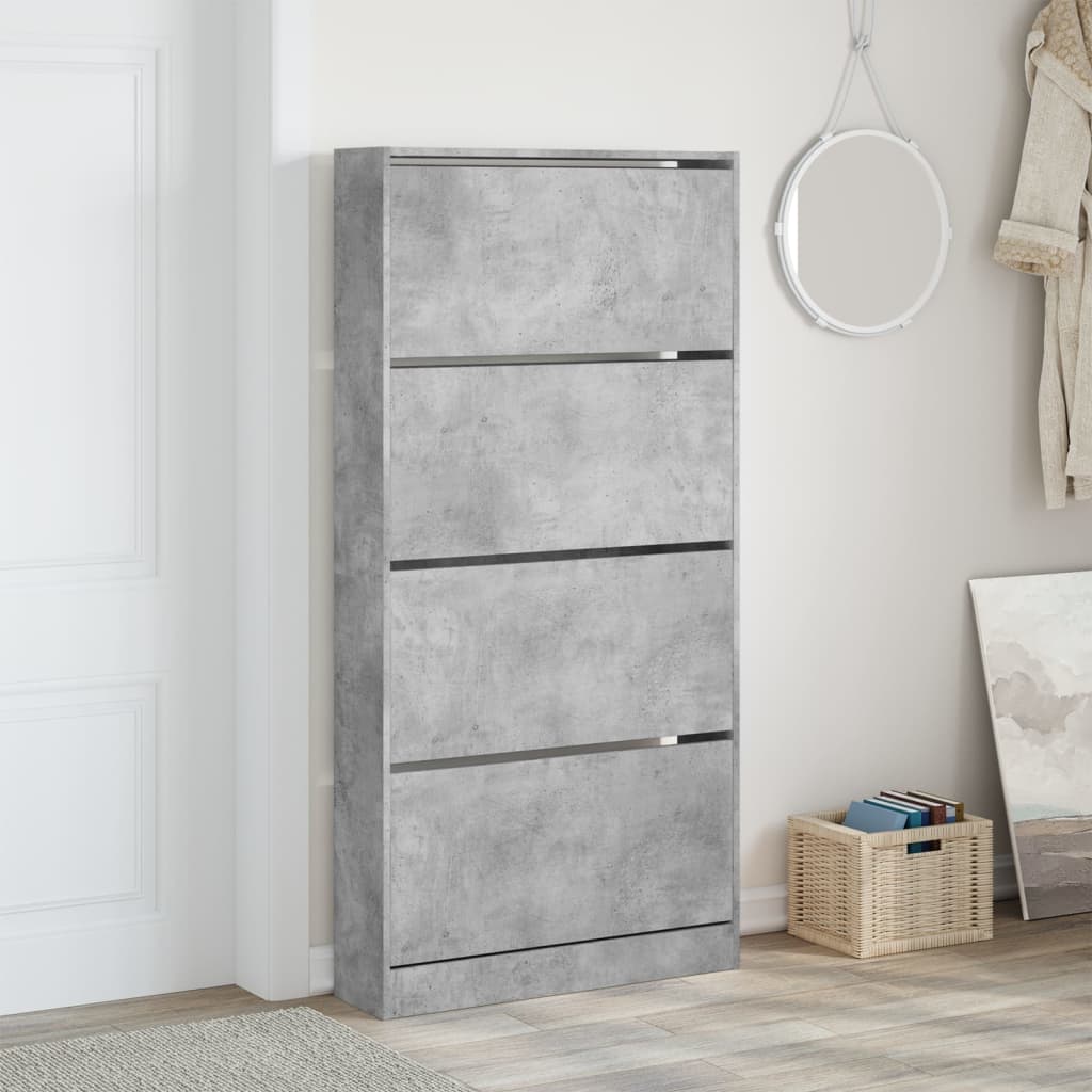 Armoire à chaussures Vidaxl avec 4 tiroirs pliants 80x21x163,5 cm Prix de béton