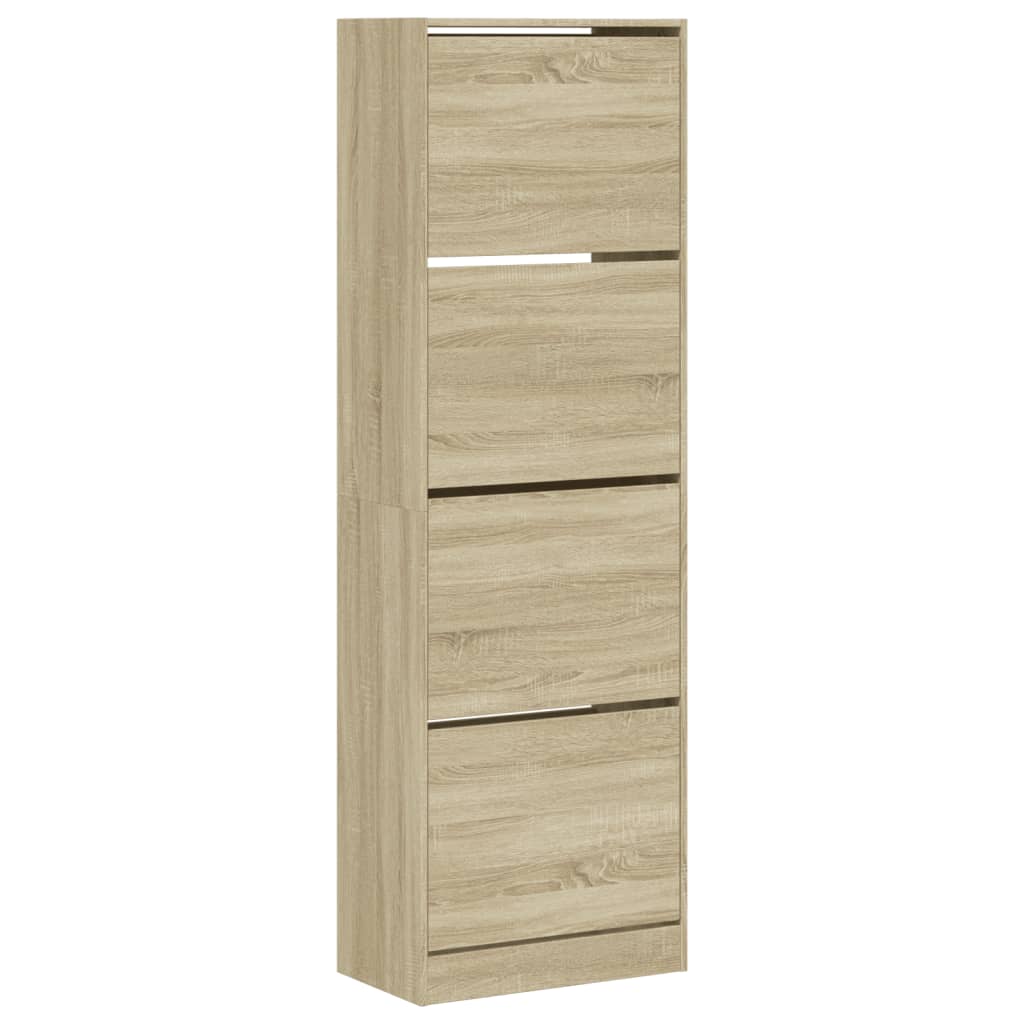 Armoire à chaussures Vidaxl avec 4 tiroirs pliants 60x34x187,5 cm de chêne sonoma coloré