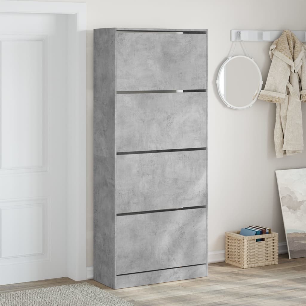 Armoire à chaussures Vidaxl avec 4 tiroirs pliants 80x34x187,5 cm Prix de béton