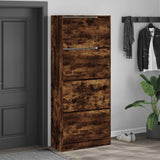 Armoire à chaussures Vidaxl avec 4 tiroirs pliants 80x34x187,5 cm Couleur de chêne fumé