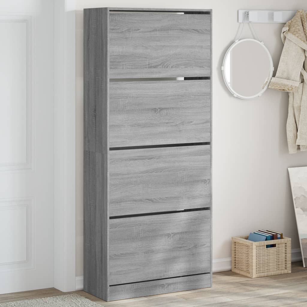 Armoire à chaussures Vidaxl avec 4 tiroirs pliants 80x34x187,5 cm Gray Sonoma