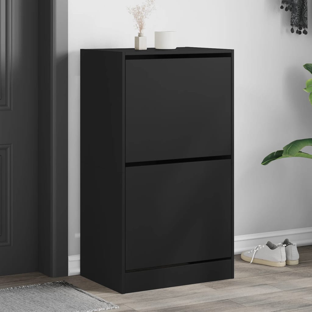 VidaXL shoe cabinet with 2 folding drawers 60x42x108 cm black