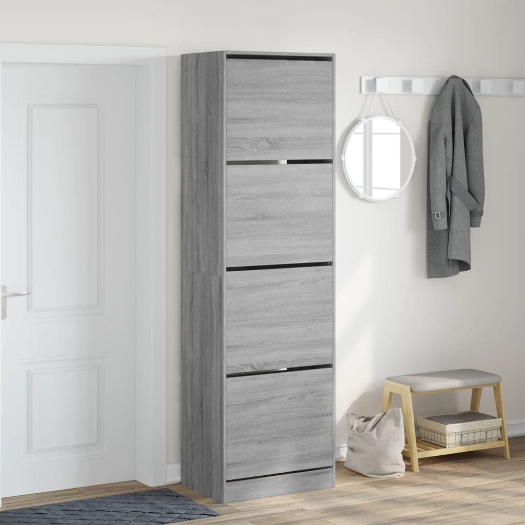 Armoire à chaussures Vidaxl avec 4 tiroirs pliants 60x42x204 cm Gray Sonoma