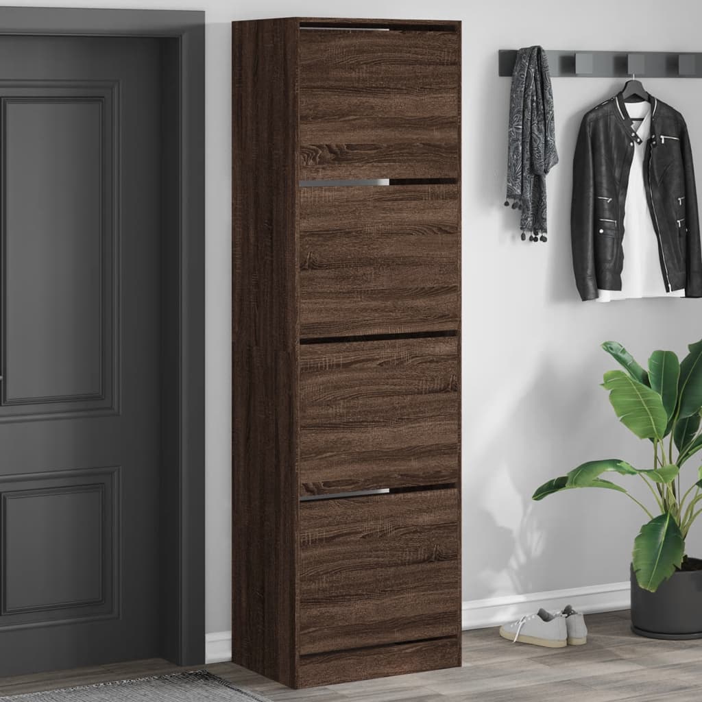 VidaXL shoe cabinet with 4 folding drawers 60x42x204 cm brown oak color