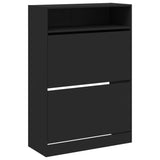 Armoire à chaussures Vidaxl avec 2 tiroirs pliants 80x34x116 cm noir