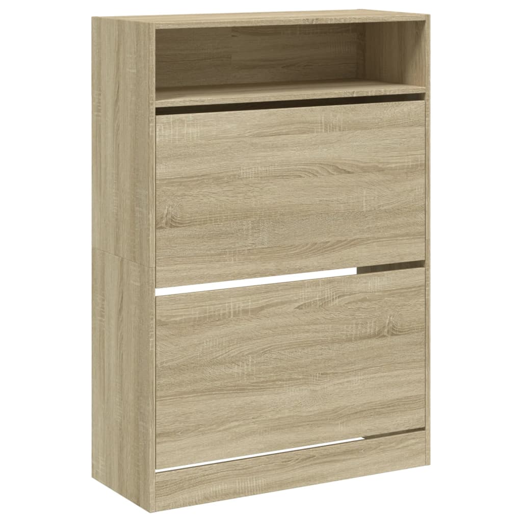 Vidaxl Cabinet da scarpe con 2 cassetti pieghevoli 80x34x116 cm Sonoma Oak colorato