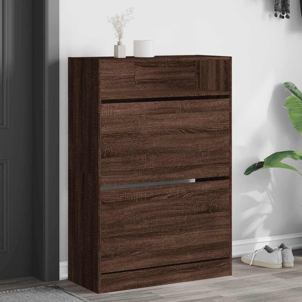 Vidaxl Schong Cabinet mat 2 ausflappende Tiräng 80x34x11 cm brong Oakfaarf