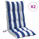 Vidaxl Stolkuddar 2 St High Back Rands Fabric White and Blue