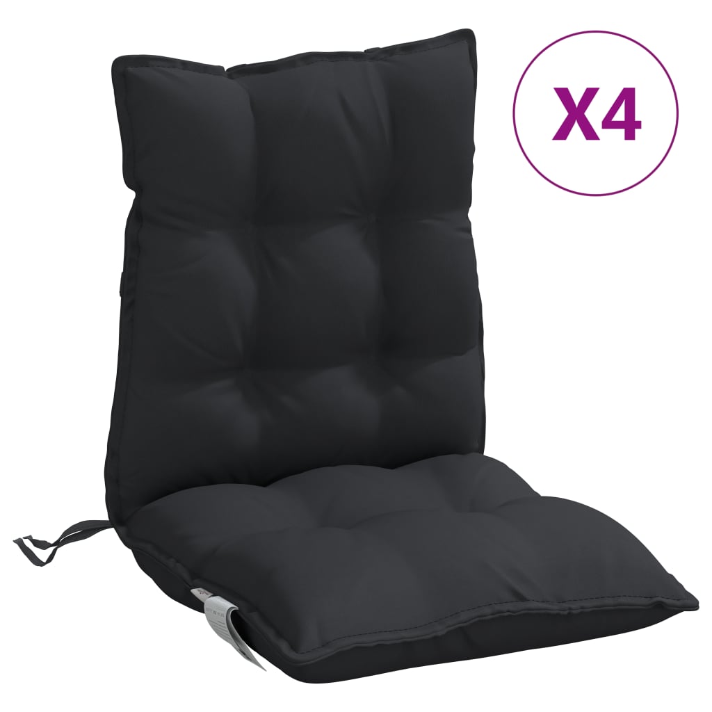 Cojines de silla Vidaxl 4 pcs tela de oxford de espalda baja negra