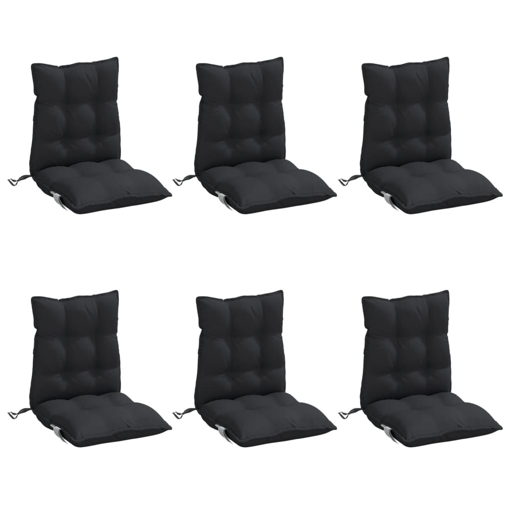 Vidaxl Stull Këssen 6 Pcs niddereg Réck Oxford Stoff schwaarz