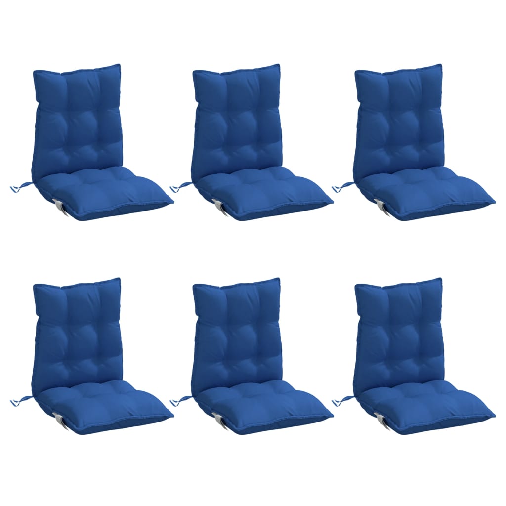 Coussins de chaise vidaxl 6 pcs bas dos oxford tissu royal bleu