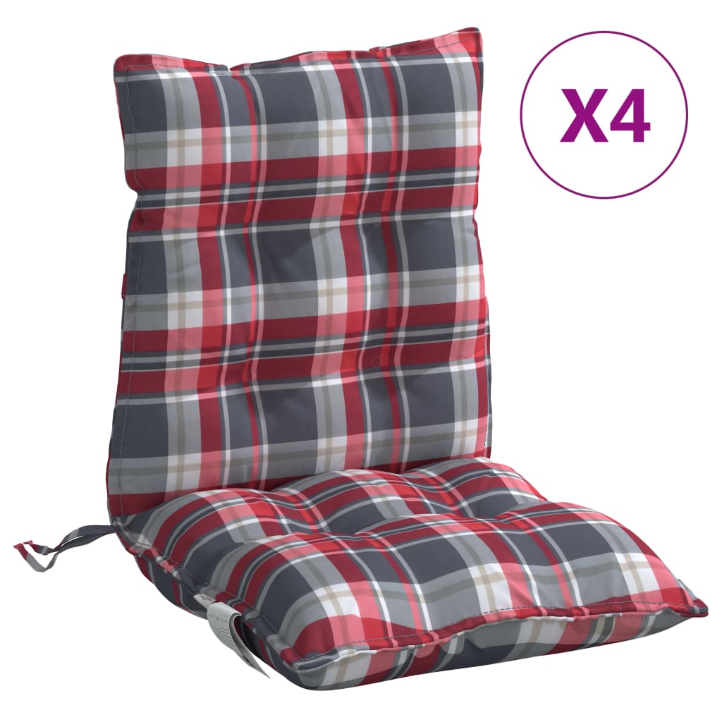 Vidaxl Chair cushions 4 st low back window pattern Oxford fabric red