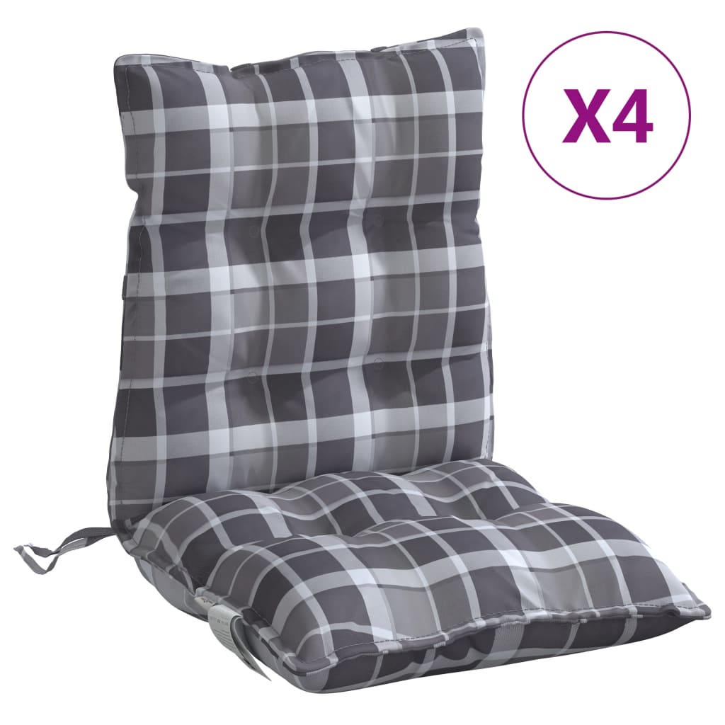 Vidaxl Chair cushions 4 pcs low back window pattern Oxford fabric gray