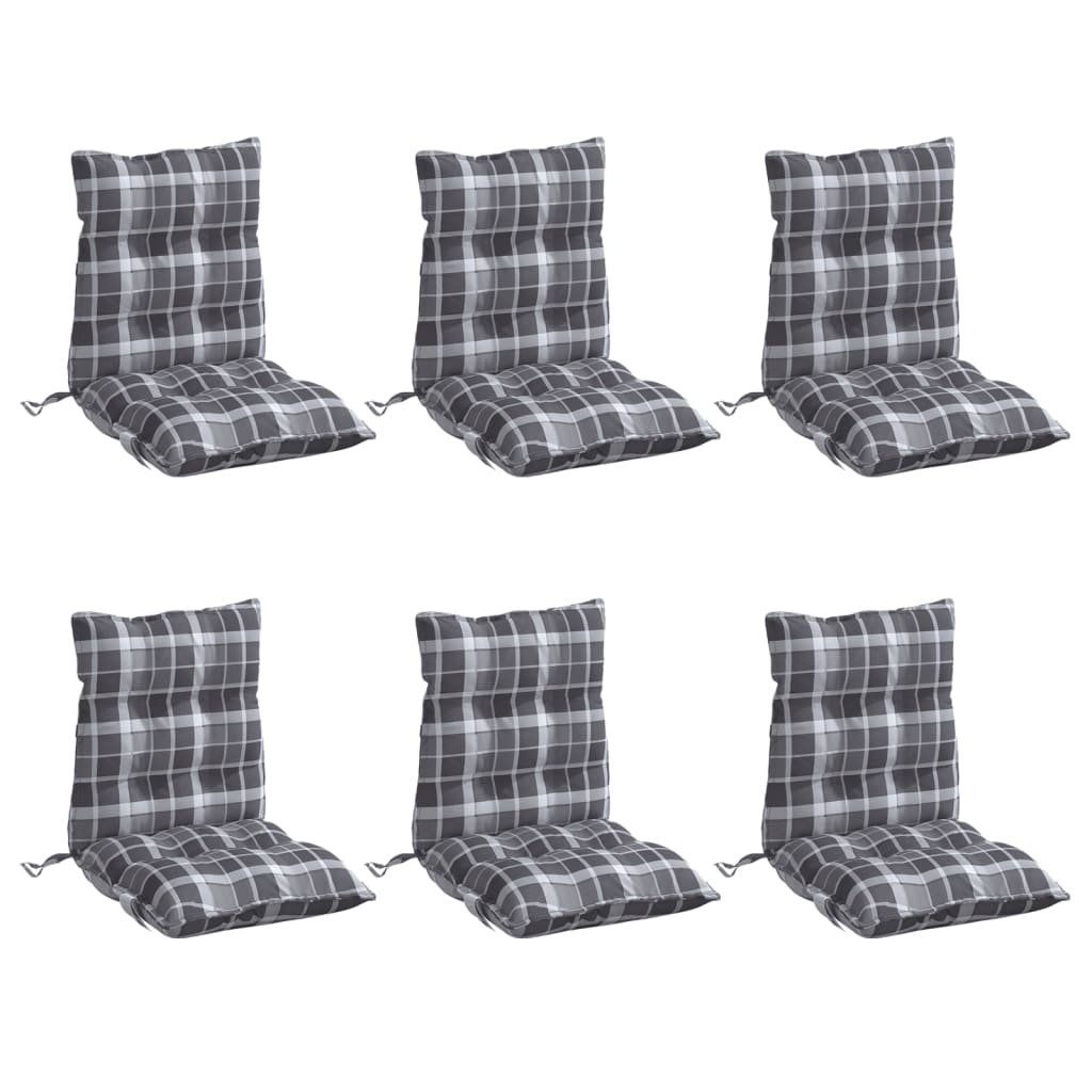 Vidaxl Chair cushions 6 pcs low back window pattern Oxford fabric gray