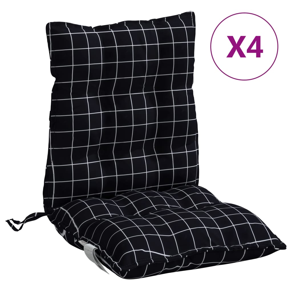 Vidaxl Chair cushions 4 pcs low back window pattern Oxford fabric black