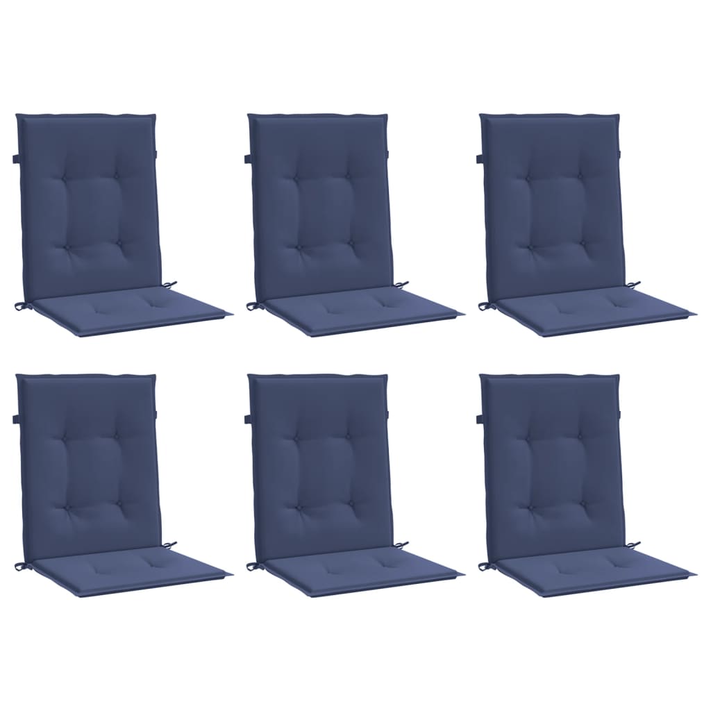 Cuscini da sedia Vidaxl 6 pezzi in tessuto posteriore blu navy blu navy