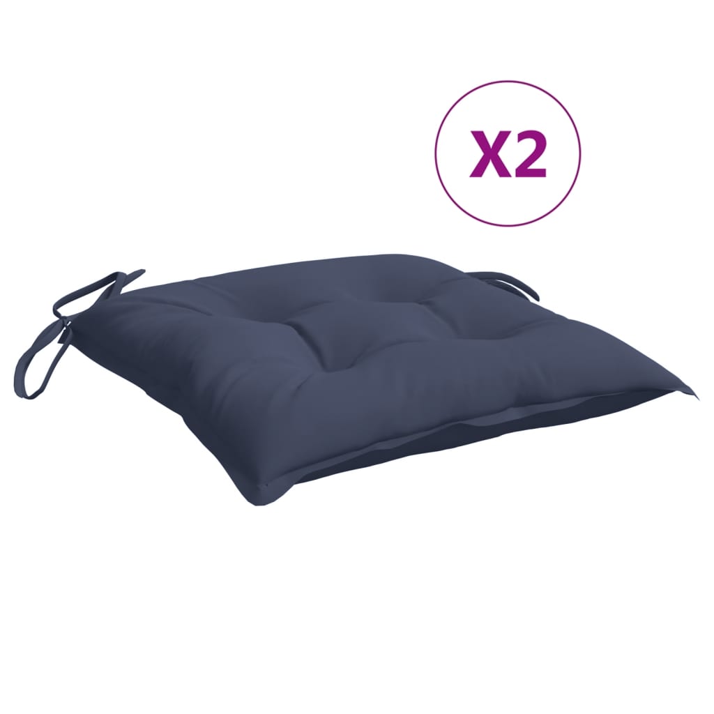 Vidaxl stolputer 2 stk 40x40x7 cm Oxford Fabric Marine Blue