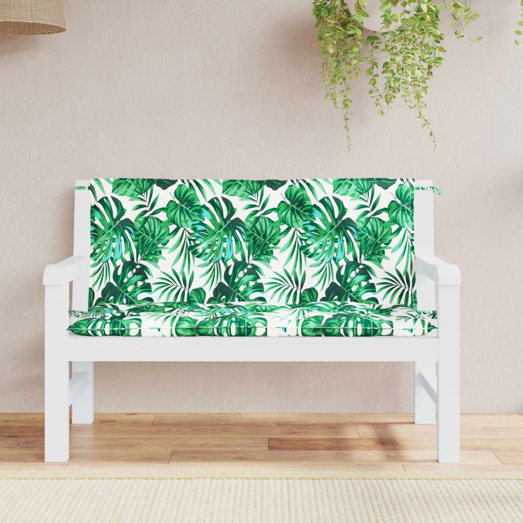 Vidaxl Garden bench cushions 2 pcs leaf pattern 120x50x7 cm Oxford fabric