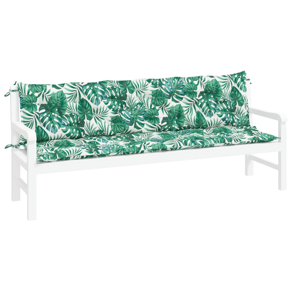 Vidaxl Garden bench cushions 2 pcs leaf pattern 200x50x7 cm Oxford fabric