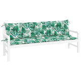 Vidaxl Garden Bench polštáře 2 PCS listový vzor 200x50x7 cm oxford tkanina