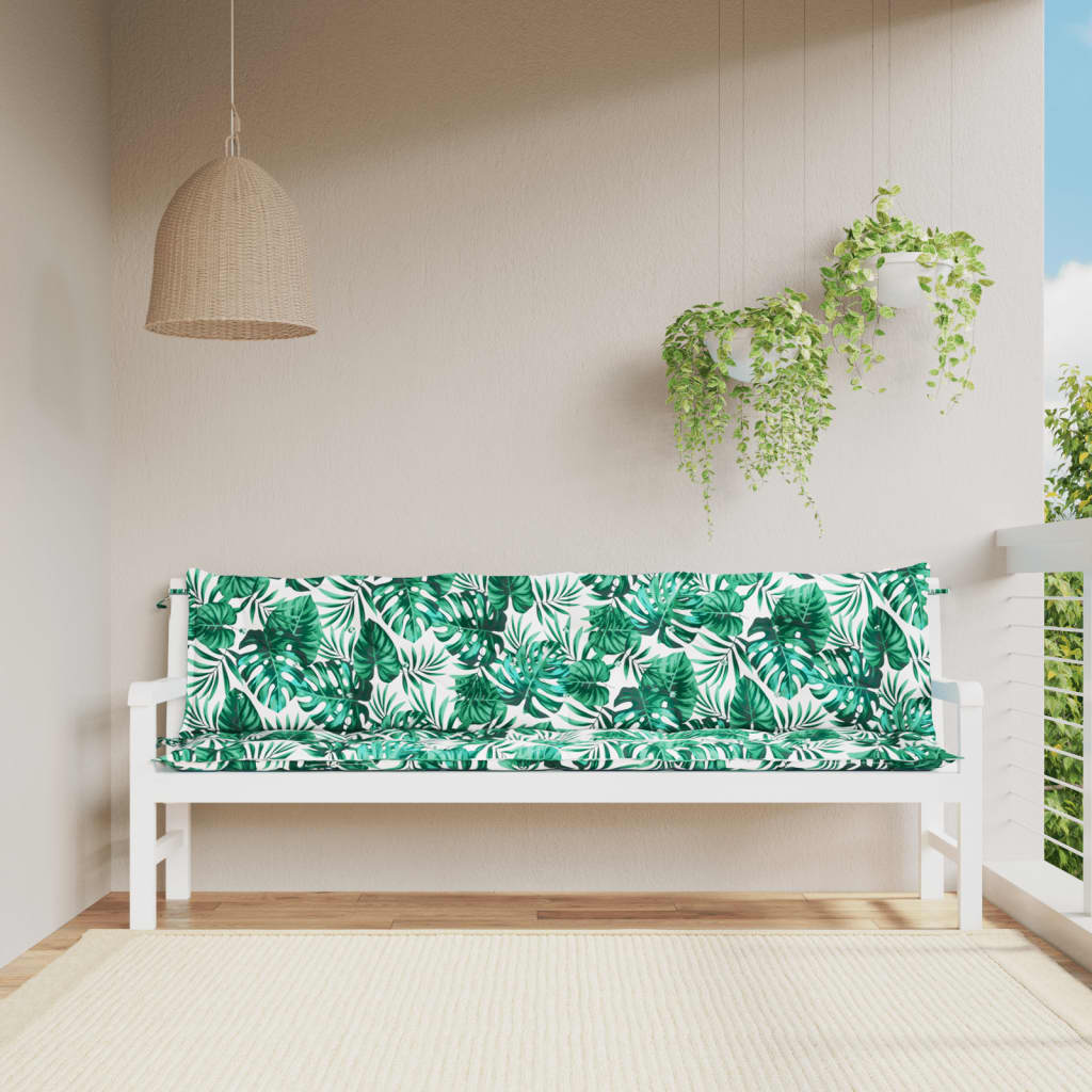 Vidaxl Garden bench cushions 2 pcs leaf pattern 200x50x7 cm Oxford fabric