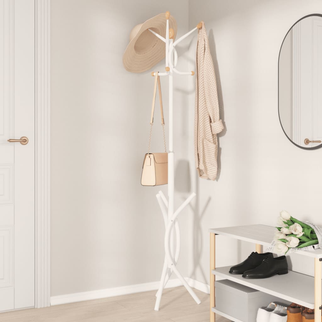 Vidaxl Coat Rack 176 cm prášek -potažené železné bílé