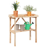 Mesa de plantas Vidaxl con estante 78x38x82.5 cm de pino sólido