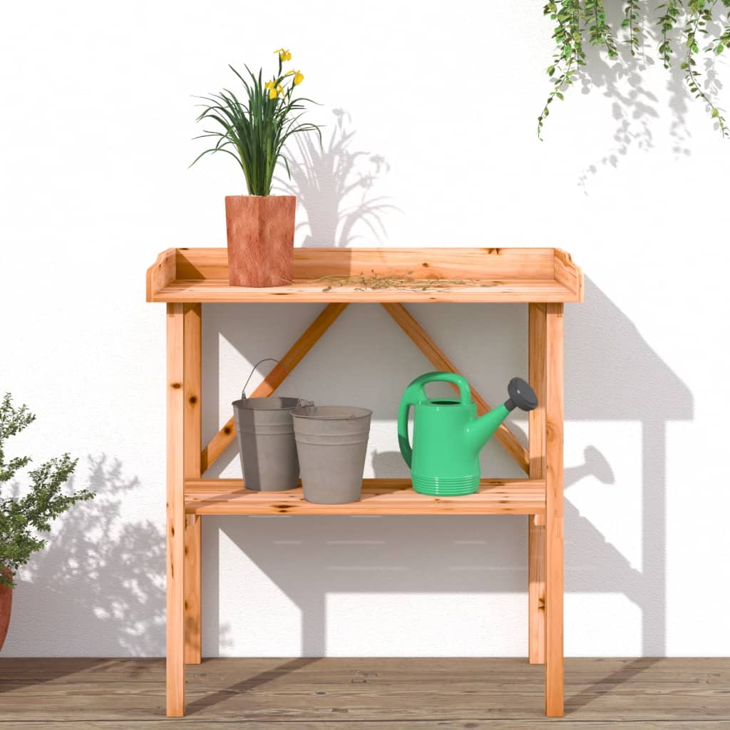 Table de la plante Vidaxl avec étagère 78x38x82,5 cm Brunier