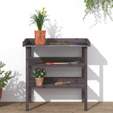 Vidaxl plant table with shelves 78x38x82.5 cm pine -wood gray