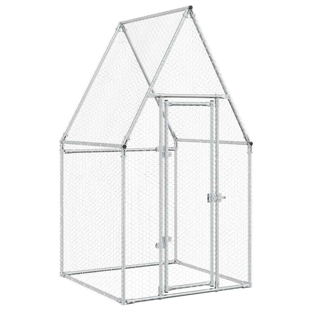 Vidaxl Poulet coop 100x100x190 cm galvaniséiert Stol Sëlwerfaarf faarweg