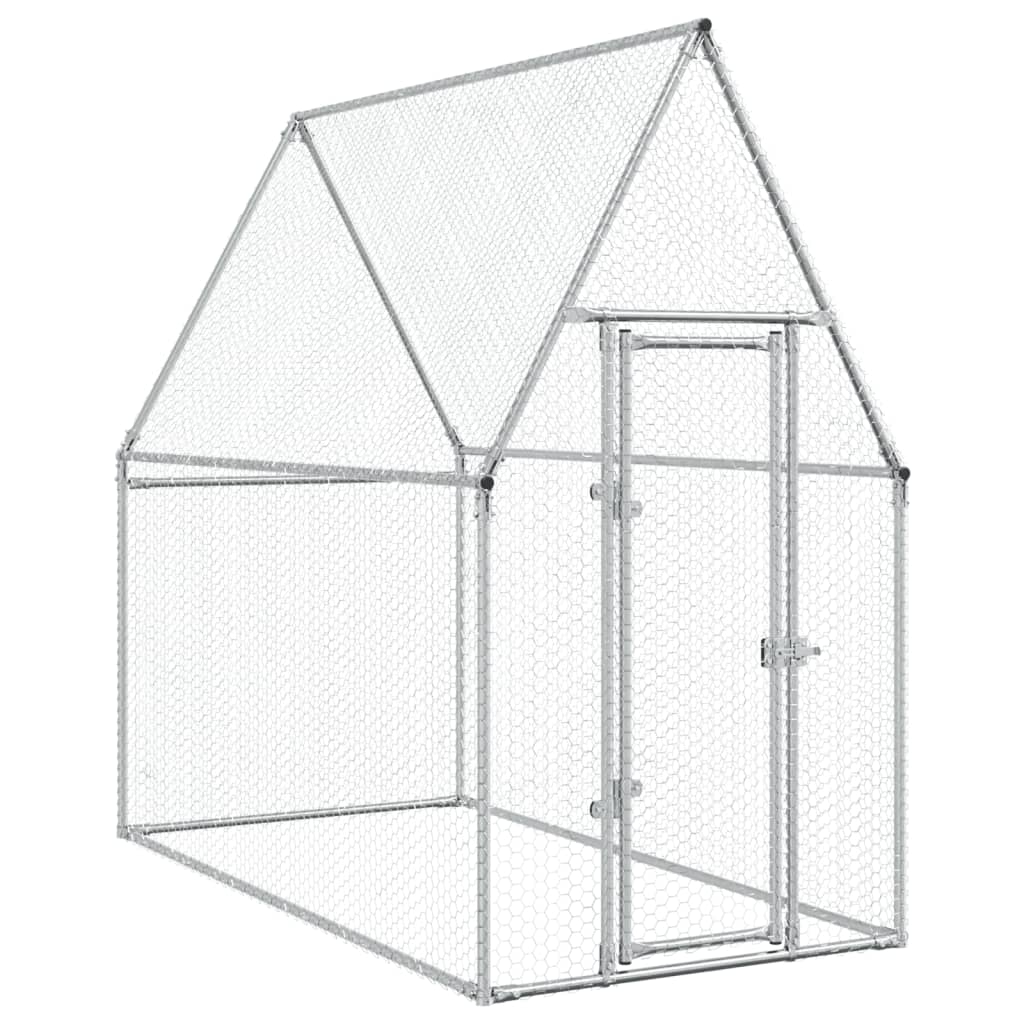 Vidaxl Poulet Coop 200x100x190 cm en acier galvanisé de couleur argentée