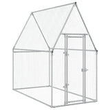 Vidaxl Chicken Coop 200x100x190 cm de acero galvanizado de color plateado