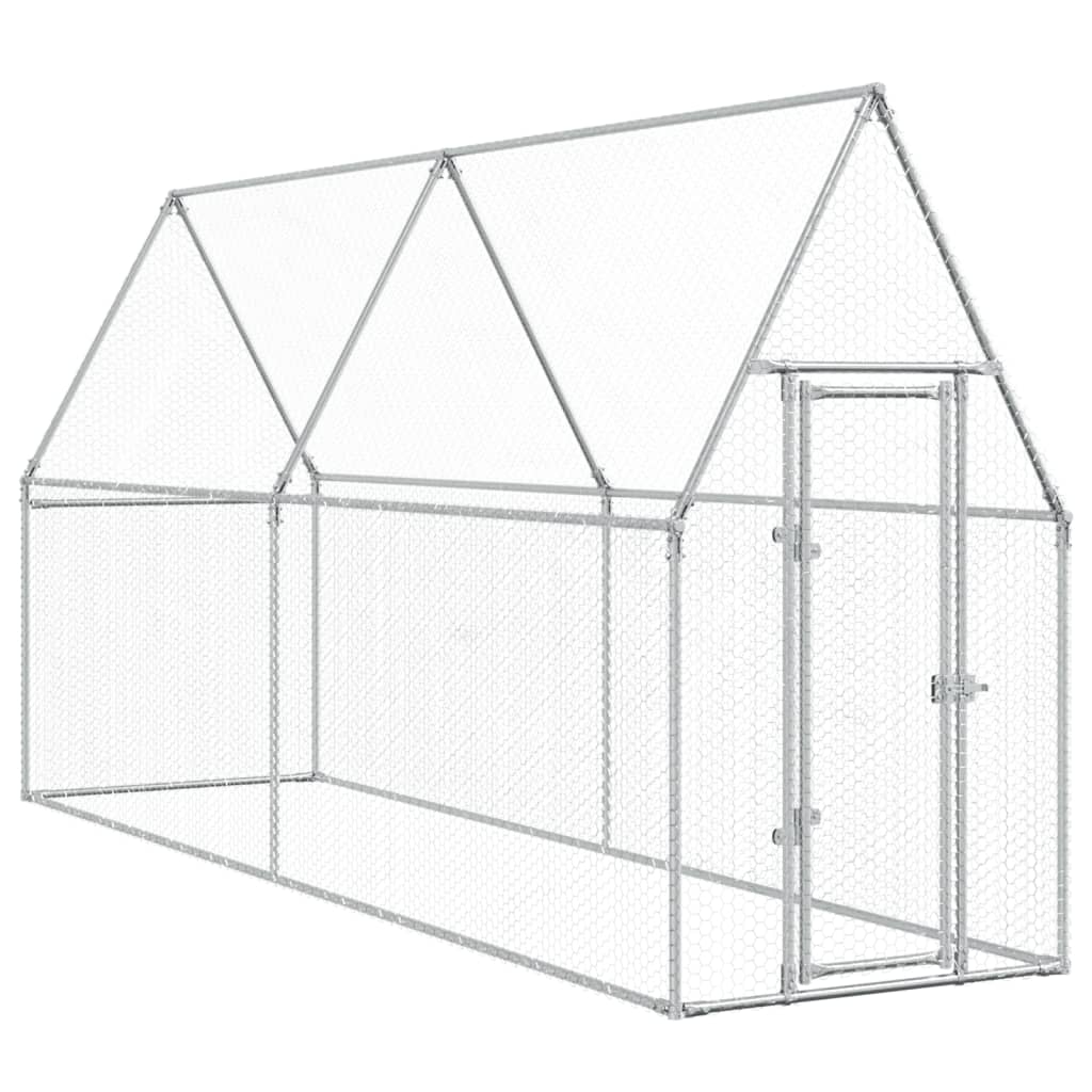 Vidaxl Poulet Coop 400x100x190 cm en acier galvanisé de couleur argentée