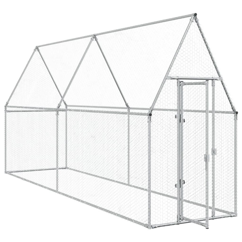 Vidaxl Poulet Coop 400x100x190 cm en acier galvanisé de couleur argentée